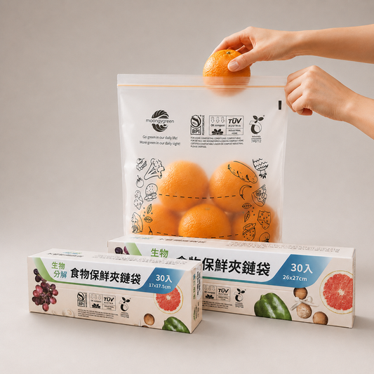 沐霓青 植物基食品保鮮夾鏈袋｜加厚耐用永續可分解食物分裝袋・三明治袋 (大袋/小袋)